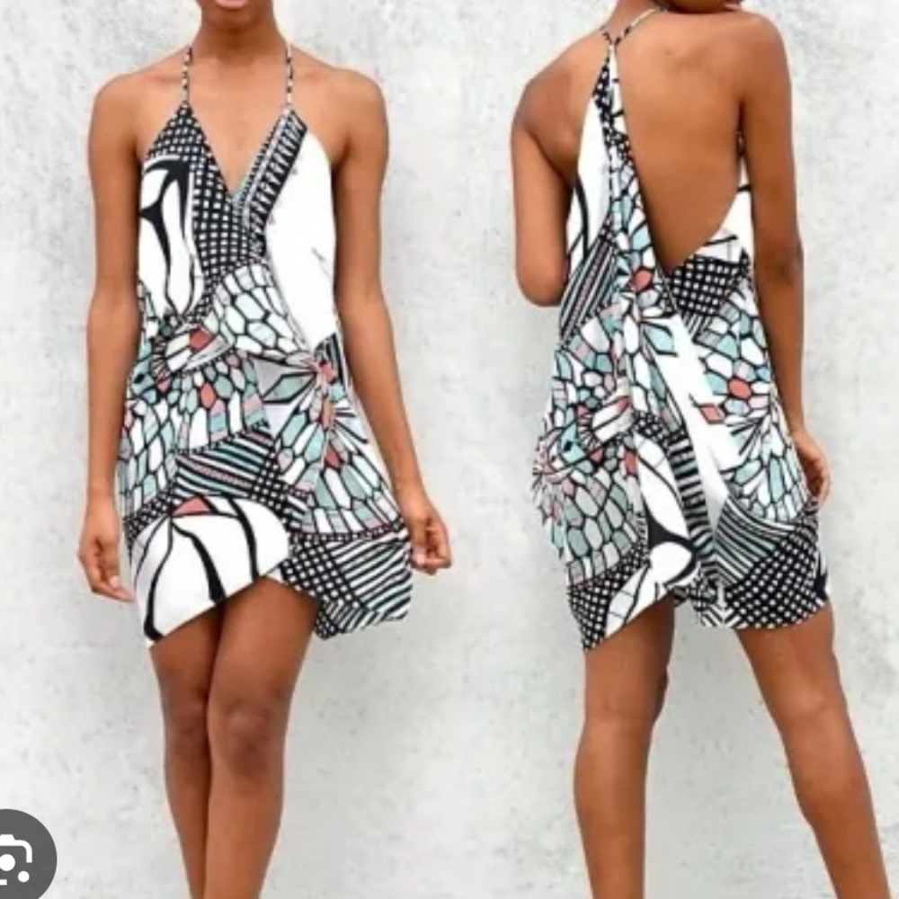 Olivaceous Angel Wing Geometric Dress Size Large - Picture 3 of 10